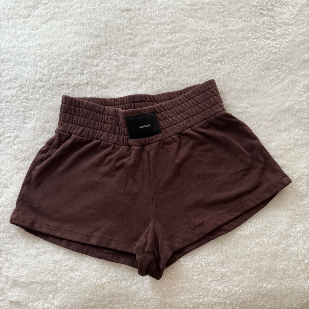 TALENTLESS Women's Chocolate Athletic Shorts - Picture 2 of 7